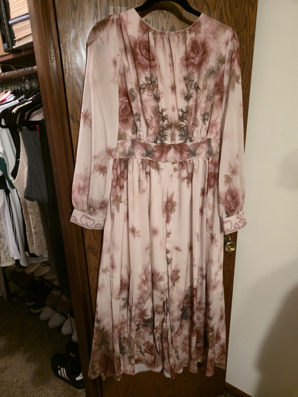 SHEIN Light Pink Bohemian Floral Maxi Dress